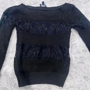 Bebe black Lace Knit Sweater
